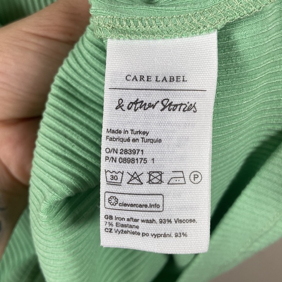 & Other Stories Ribbed Crop Wrap Top in Mint - Picture 6 of 6